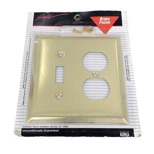 New AmerTac STYLE Polished Brass Light Switch Duplex Outlet‎ Cover Plate Sealed